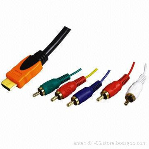 HDMI 19P Male to 5 RCA Cables, High-definition Transfers and Digital Audio/Videos